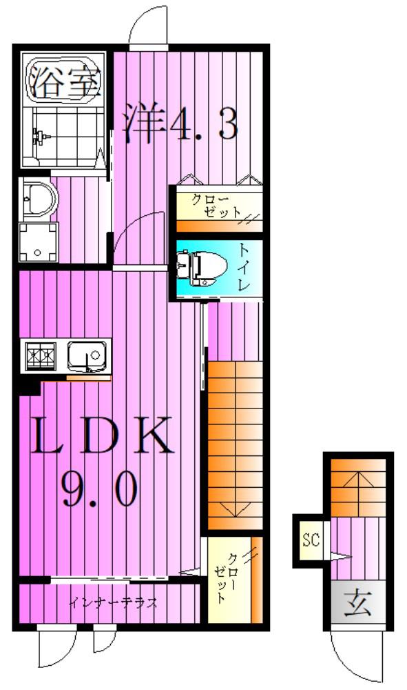 GRANDEUR東綾瀬(1LDK/2階)の間取り写真