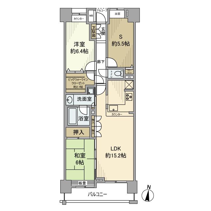 クレストフォルム東大島(2SLDK/5階)の間取り写真