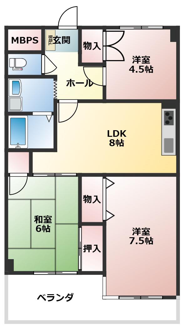 西千葉パーソナルハウス(3LDK/2階)の間取り写真