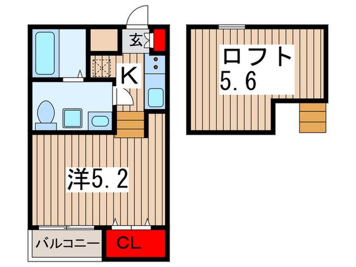 プランドール天台(1K/1階)の間取り写真