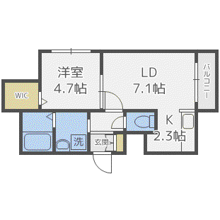 リエール発寒南(1LDK/3階)の間取り写真