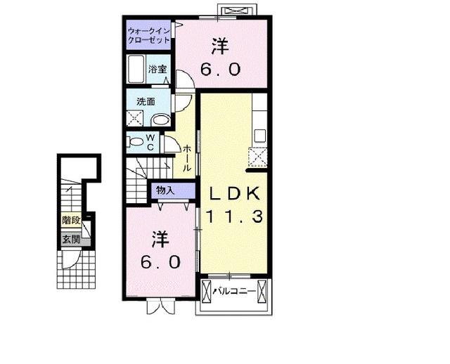 チャオ フィレンツェ(2LDK/2階)の間取り写真