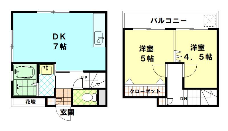 ツインテラス氷川(2DK/1階)の間取り写真