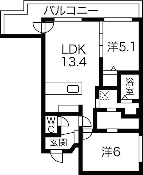 ASSE円山桜並木(2LDK/4階)の間取り写真