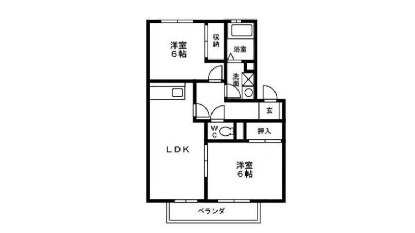 サンビレッジ花畑E棟(2LDK/1階)の間取り写真