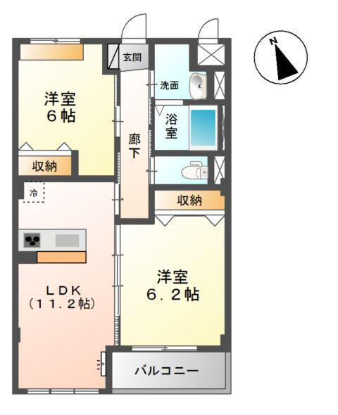 JUHAMOA(2LDK/2階)の間取り写真
