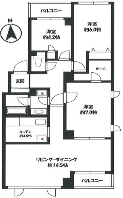 P′S AZABU イースト(3LDK/5階)の間取り写真