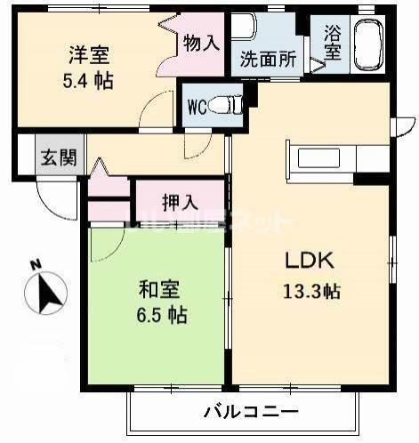 シャーメゾン際波 A棟(2LDK/1階)の間取り写真