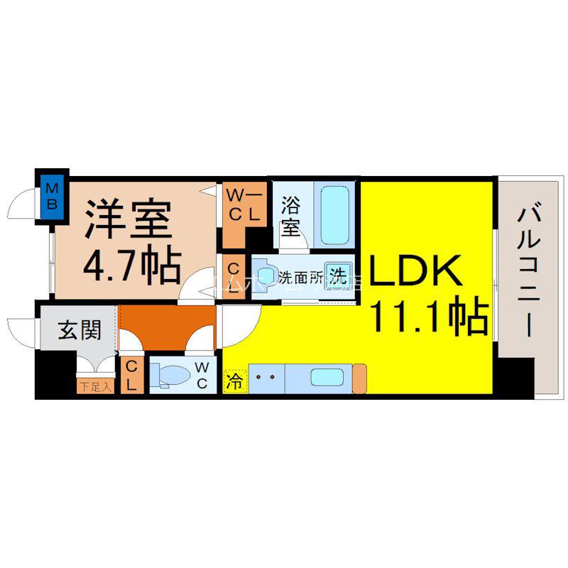 グランレコルト(1LDK/5階)の間取り写真