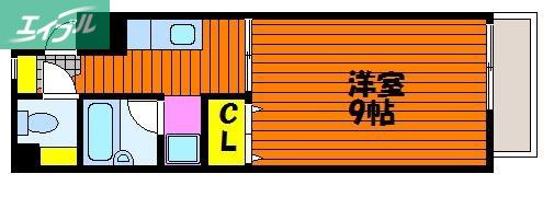 アミスター大供(1K/7階)の間取り写真