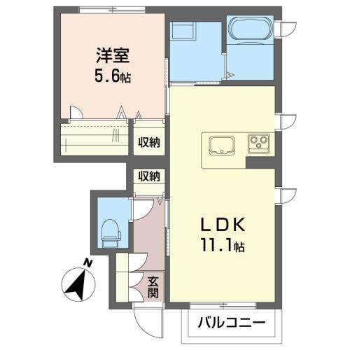 シャーメゾン カスターニエ(1LDK/1階)の間取り写真
