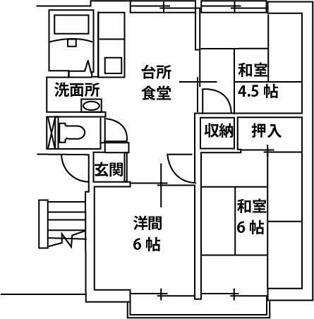 コットデュノール(3DK/1階)の間取り写真