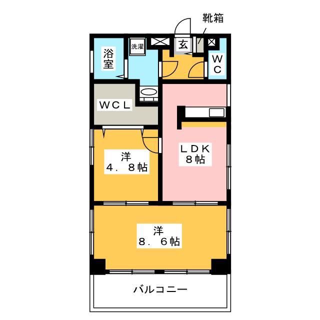 メルヴェイユー薬院(2LDK/5階)の間取り写真