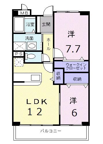 ル・ボヌール(2LDK/4階)の間取り写真