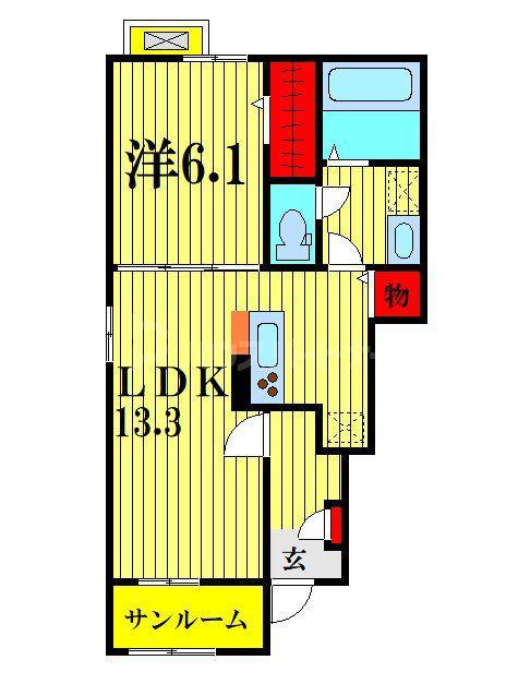 セレシア おおたかの森(1LDK/1階)の間取り写真
