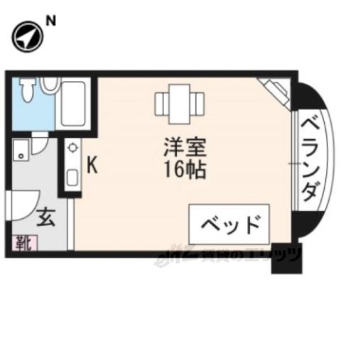 琵琶湖プラザ(ワンルーム/9階)の間取り写真