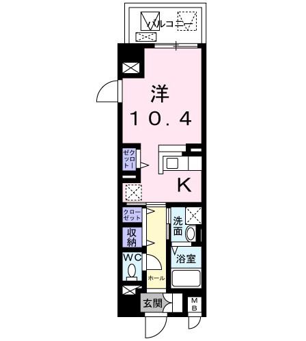 アヴリル(ワンルーム/4階)の間取り写真