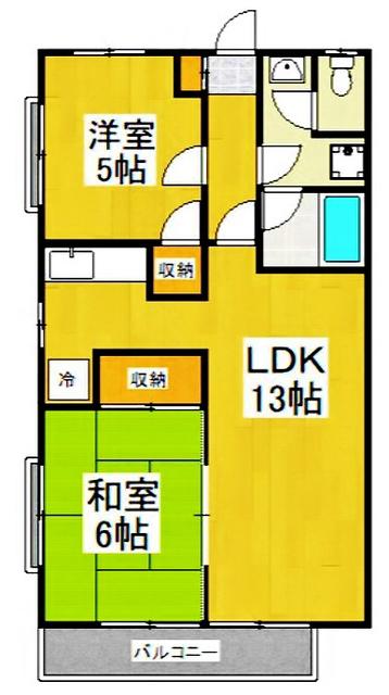 サンハイム・ヒヤマ(2LDK/2階)の間取り写真