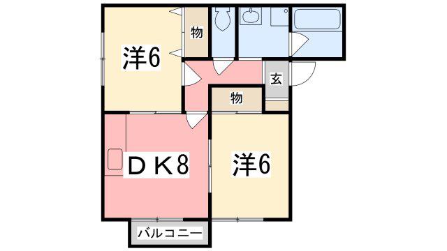 ハイツ宝林 A棟(2DK/1階)の間取り写真