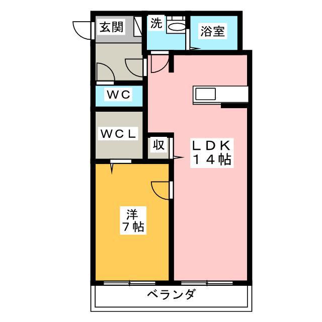 ウッドベルスクエアB棟(1LDK/3階)の間取り写真