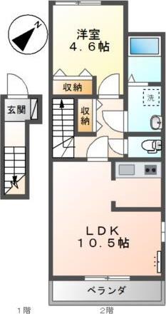 エタニティ(1LDK/2階)の間取り写真