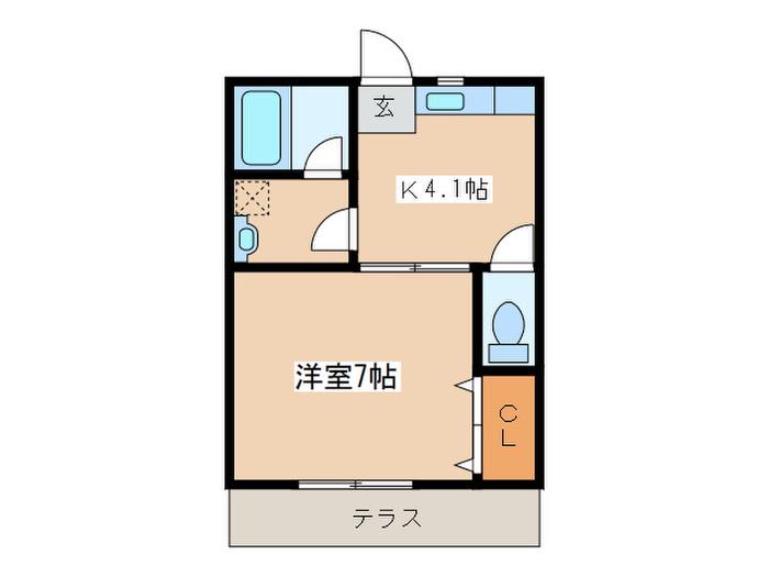 コンフォート辰己(ワンルーム/1階)の間取り写真
