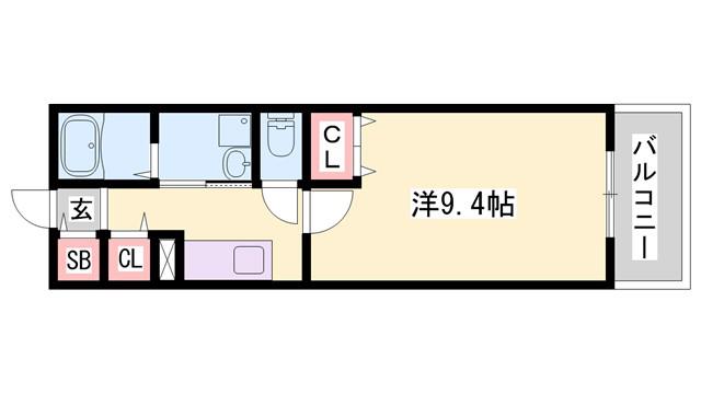 プラシード手柄II(1K/2階)の間取り写真