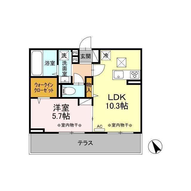 D-ROOM ヴィラクレストIII(1LDK/3階)の間取り写真