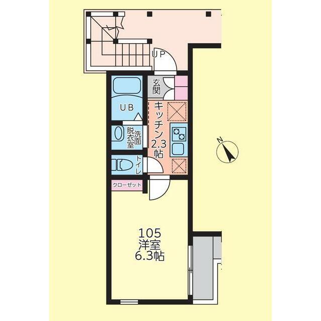 FIRST VILLA 小袋谷(1K/1階)の間取り写真