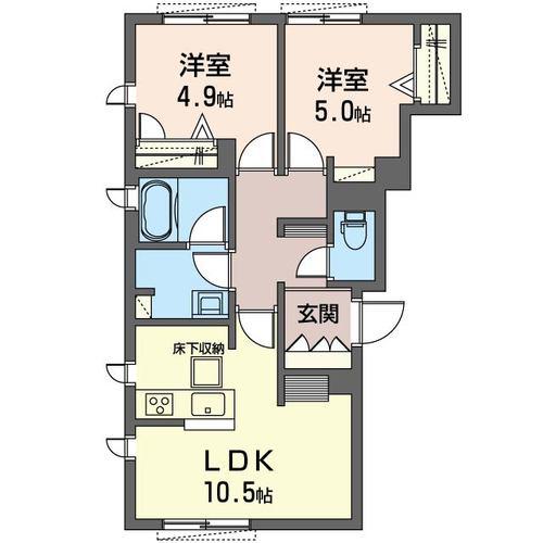 グラン・シャリオ(2LDK/1階)の間取り写真