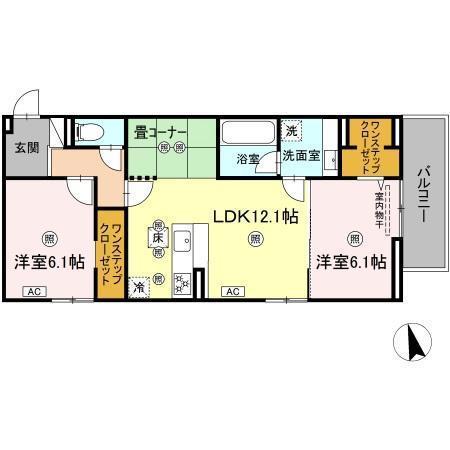 パールドブルム(2LDK/1階)の間取り写真