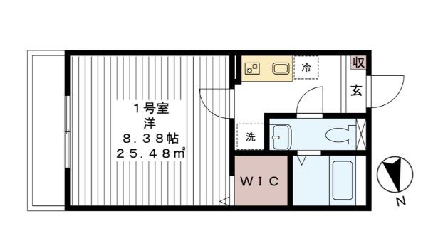 エージェー南流山ノースII(1K/2階)の間取り写真