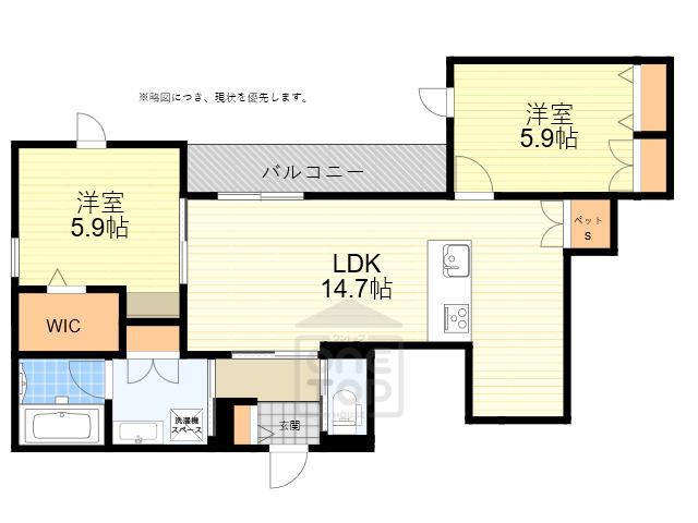 RESIDENCE DES MIRABELLES(2LDK/2階)の間取り写真