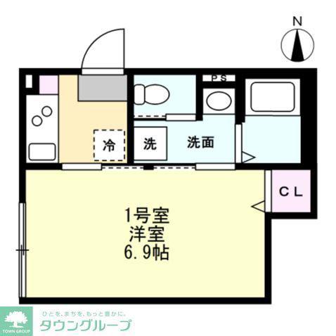 ベイルームハイム大和中央B(1K/3階)の間取り写真