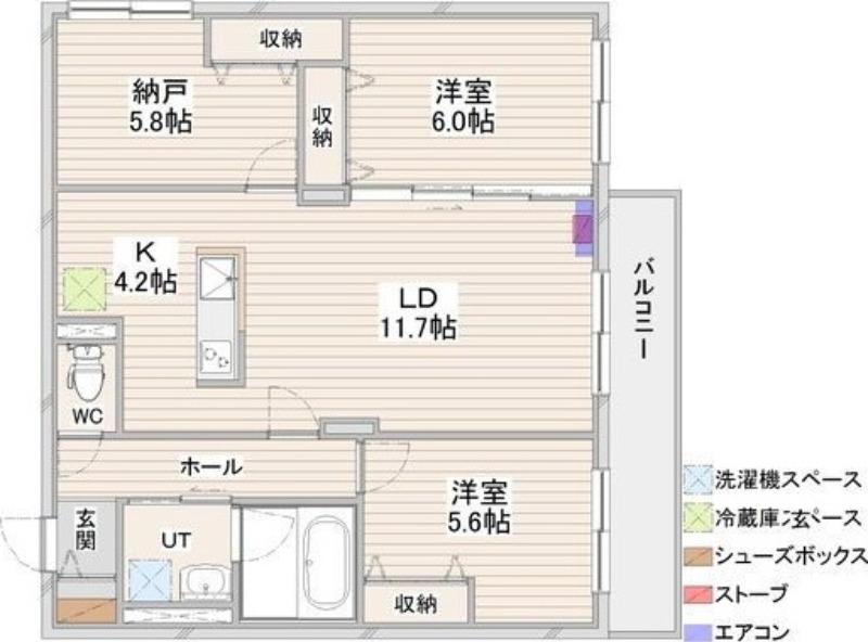 CRESCENDO苗穂駅前(3LDK/4階)の間取り写真