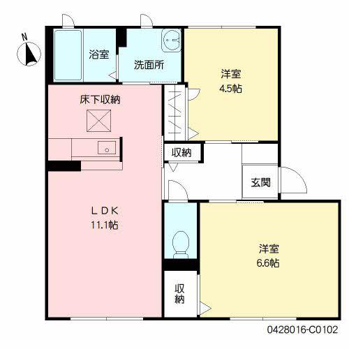 メゾンアンリシール C棟(2LDK/1階)の間取り写真