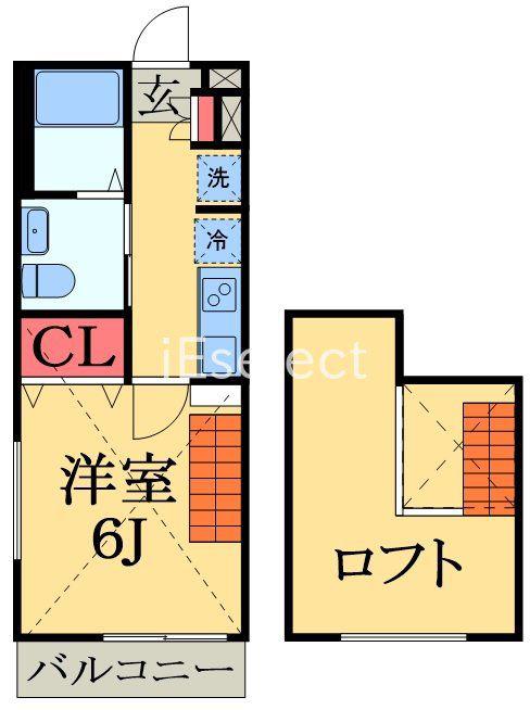 グランディール千城台(1K/2階)の間取り写真