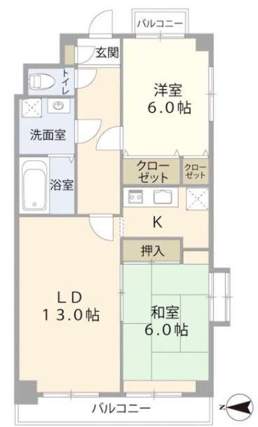 ルグラン東葛西(2LDK/2階)の間取り写真