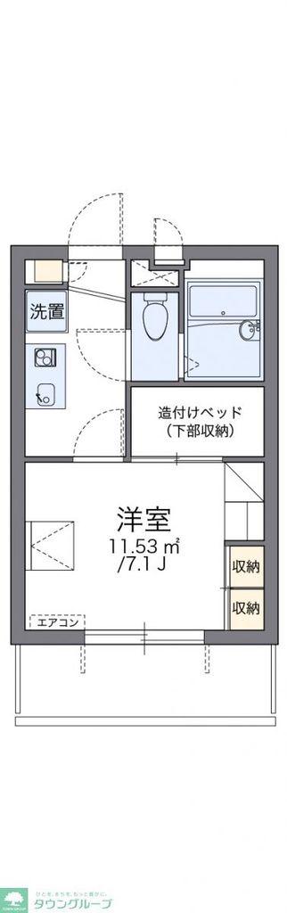レオパレスハーバーサイドW棟(1K/3階)の間取り写真