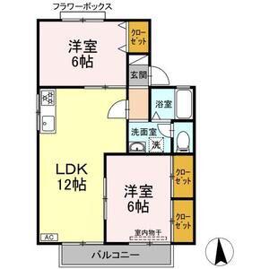 セジュールスギモトB(2LDK/2階)の間取り写真