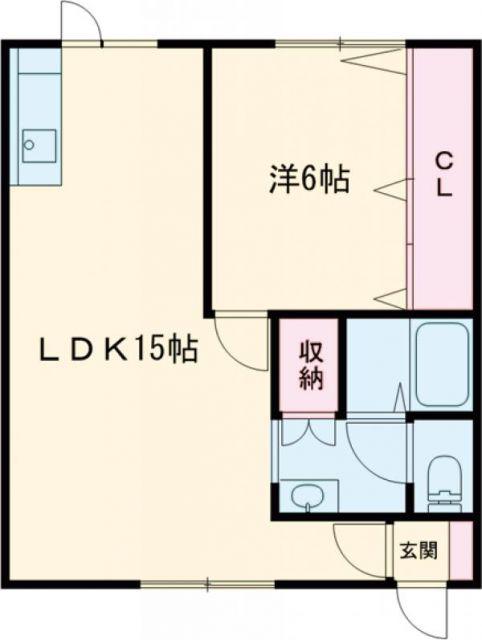 ベイトミオカII(1LDK/2階)の間取り写真