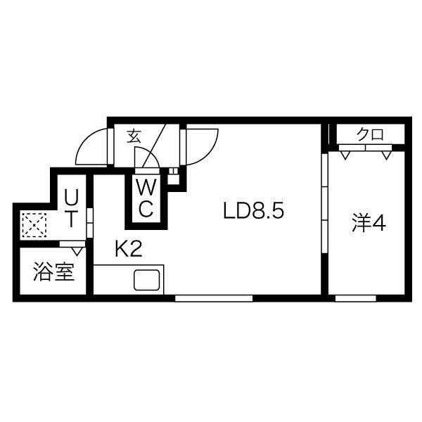 プレシェルト創成川イースト A棟(1LDK/3階)の間取り写真