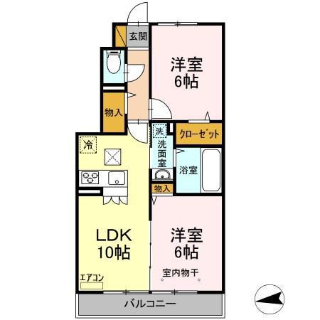 ピノラソ(2LDK/1階)の間取り写真