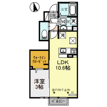 SOLANA(1LDK/1階)の間取り写真