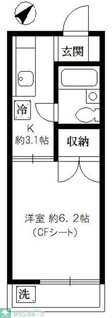 アーバンハイム花(1K/2階)の間取り写真