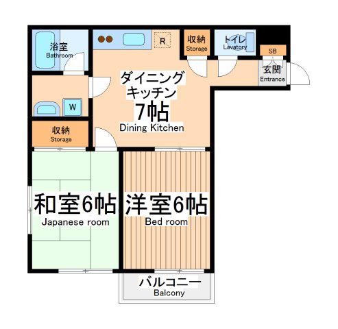 武蔵ハイツⅠ(2DK/2階)の間取り写真