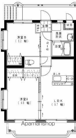 アンシャンテII(2DK/2階)の間取り写真