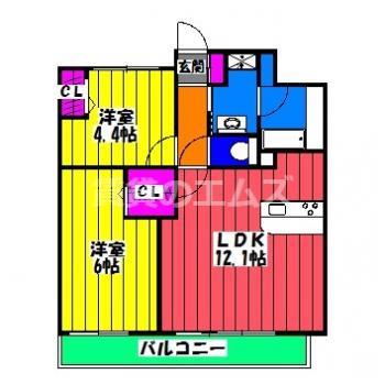 ホワイトアゲート博多(2LDK/5階)の間取り写真