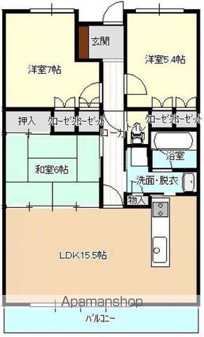 サーパス附属小前(3LDK/6階)の間取り写真