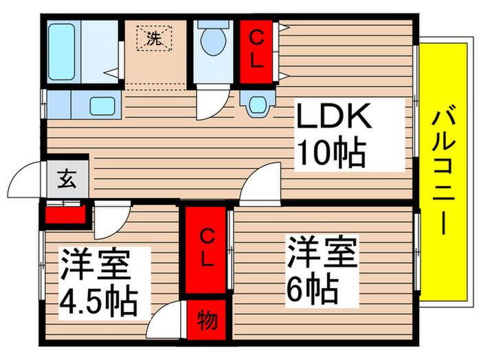 ロイヤルタカダヤB(2LDK/2階)の間取り写真